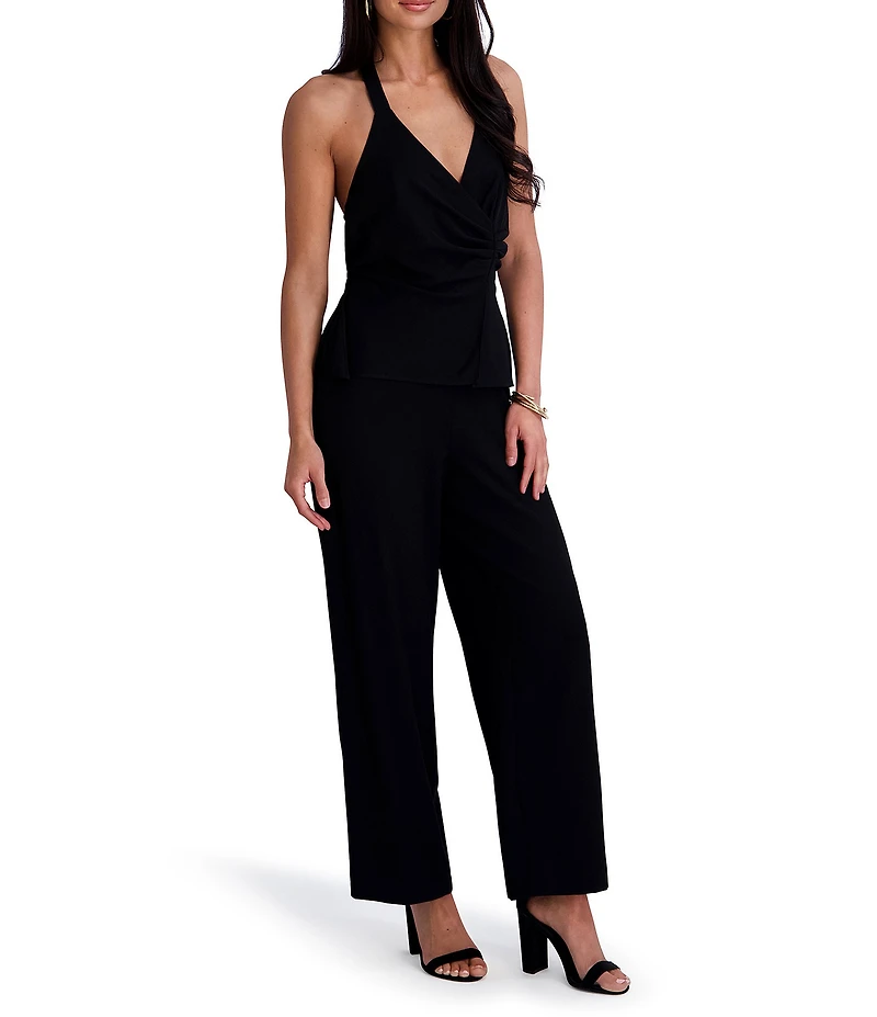 SIENA V-Neck Sleeveless Ruched Straight Leg Jumpsuit
