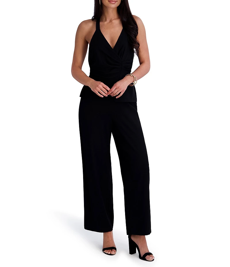SIENA V-Neck Sleeveless Ruched Straight Leg Jumpsuit