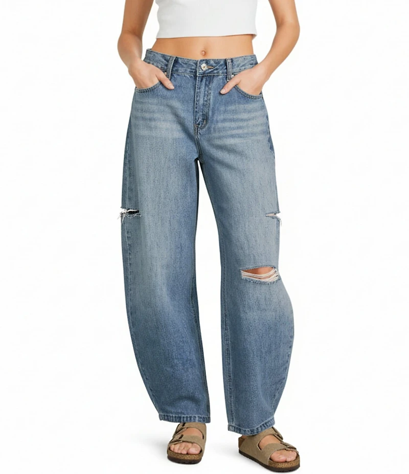 Signature 8 Barrel Cut Destructed Jeans