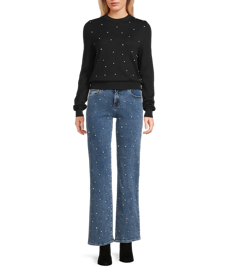 Signature 8 Cashmere Blend Rhinestone Allover Sweater