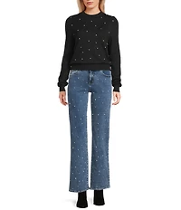 Signature 8 Cashmere Blend Rhinestone Allover Sweater