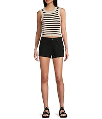 Signature 8 Crew Neck Sleeveless Stripe Rib Tank Top