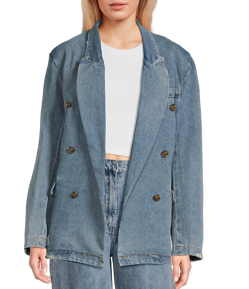 Signature 8 Denim Oversized Blazer