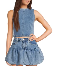 Signature 8 High Neck Denim Mini Top