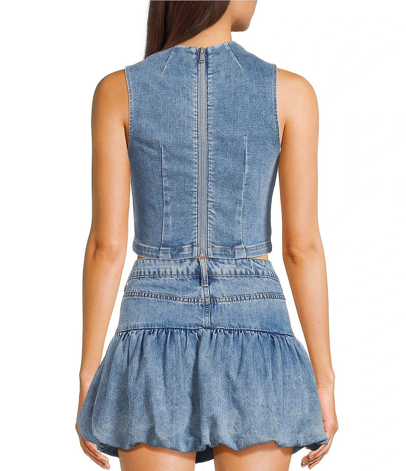 Signature 8 High Neck Denim Mini Top