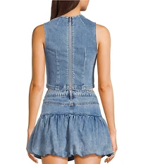 Signature 8 High Neck Denim Mini Top
