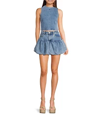 Signature 8 High Neck Denim Mini Top