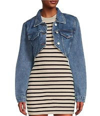 Signature 8 Long Sleeve Cropped Denim Jacket