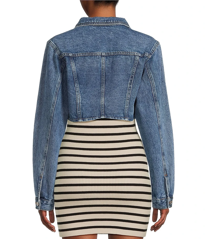 Signature 8 Long Sleeve Cropped Denim Jacket