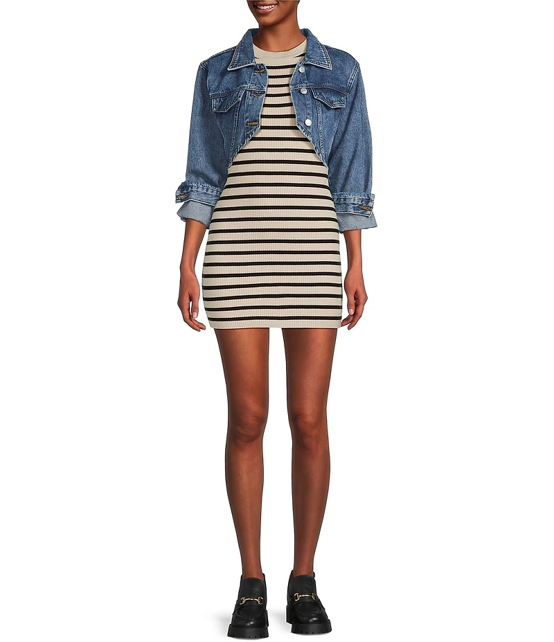 Signature 8 Long Sleeve Cropped Denim Jacket