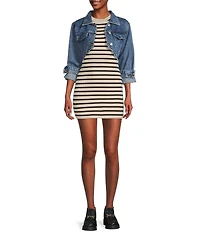 Signature 8 Long Sleeve Cropped Denim Jacket
