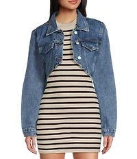 Signature 8 Long Sleeve Cropped Denim Jacket