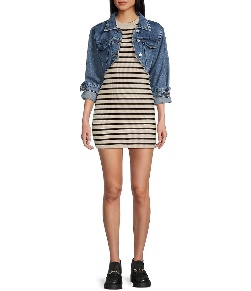 Signature 8 Long Sleeve Cropped Denim Jacket