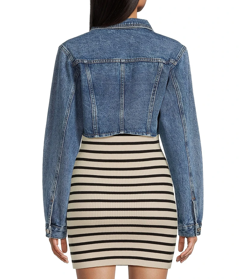 Signature 8 Long Sleeve Cropped Denim Jacket