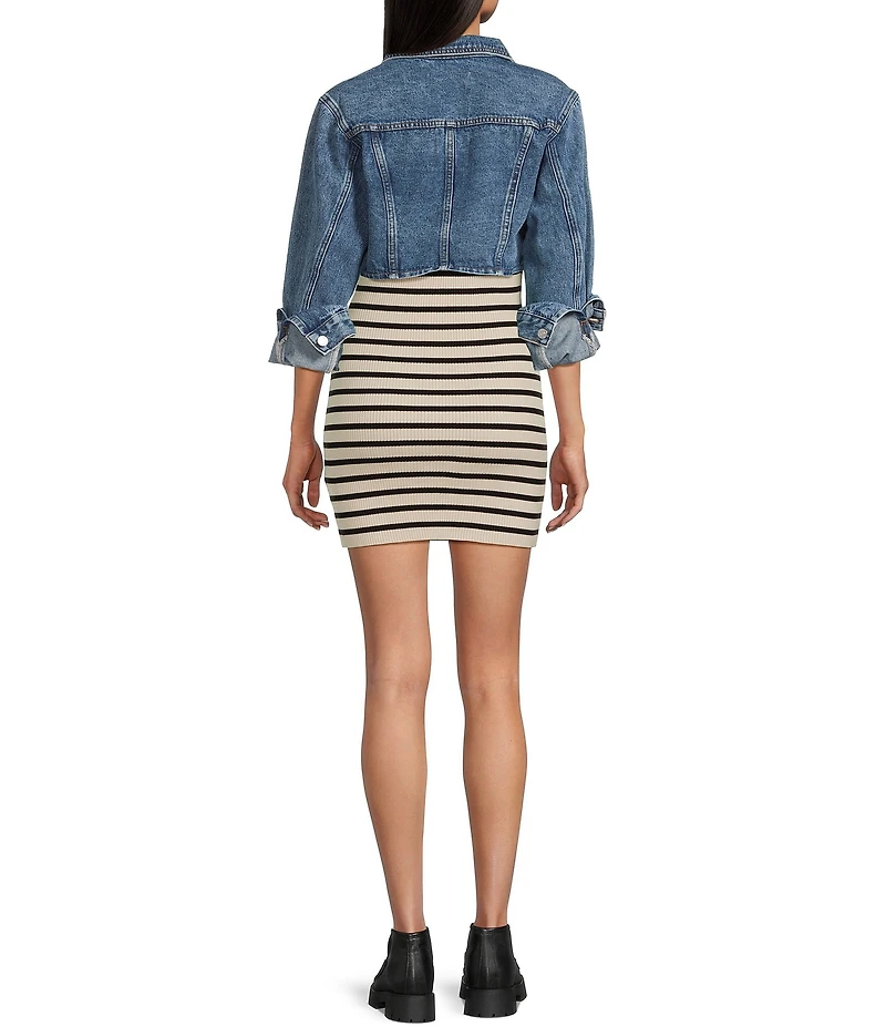 Signature 8 Long Sleeve Cropped Denim Jacket