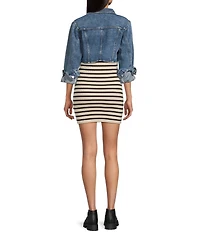 Signature 8 Long Sleeve Cropped Denim Jacket