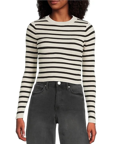 Signature 8 Long Sleeve Striped Cropped Top