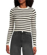 Signature 8 Long Sleeve Striped Cropped Top