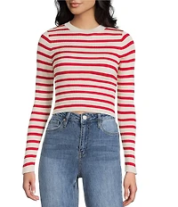 Signature 8 Long Sleeve Striped Cropped Top