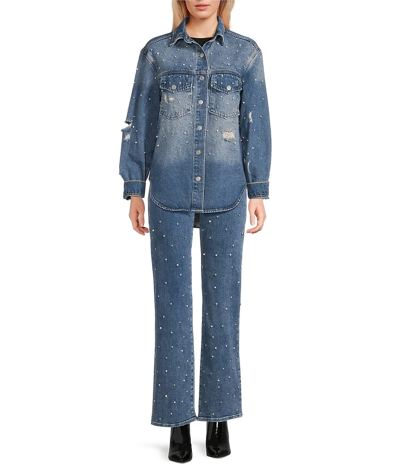 Signature 8 Rhinestone Scatter Straight Leg Jeans