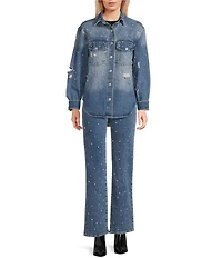 Signature 8 Rhinestone Scatter Straight Leg Jeans