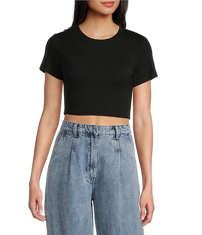 Signature 8 Rib Jersey Short Sleeve Baby Tee Crop Top
