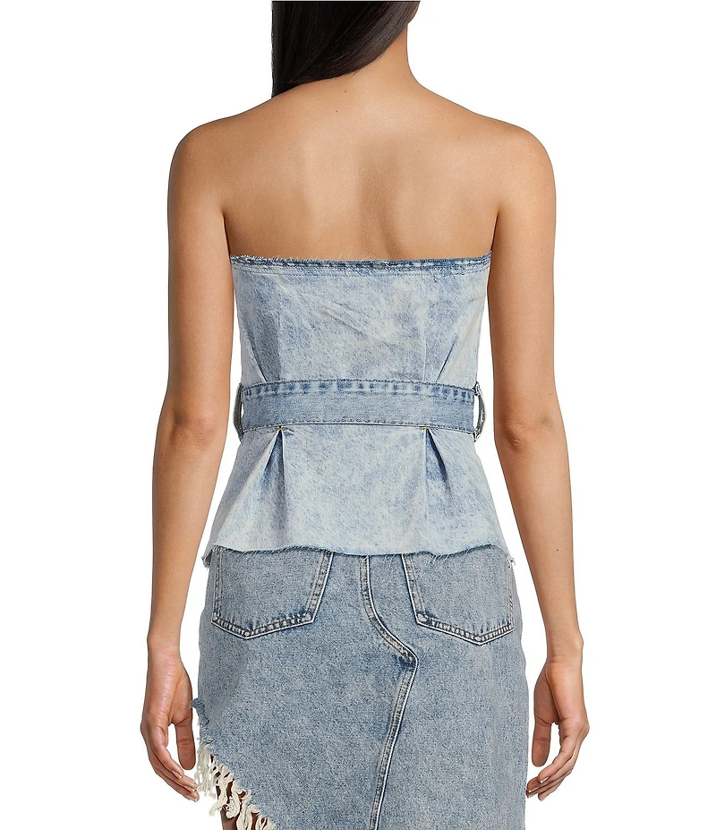 Signature 8 Strapless Belted Denim Top