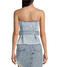 Signature 8 Strapless Belted Denim Top