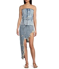 Signature 8 Strapless Belted Denim Top