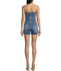 Signature 8 Strapless Denim Rhinestone Romper