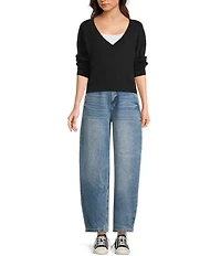 Signature 8 V-Neck Long Sleeve Sweater