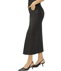 Silver Jeans Co. Coated High Rise Front Slit 5-Pocket Midi Skirt