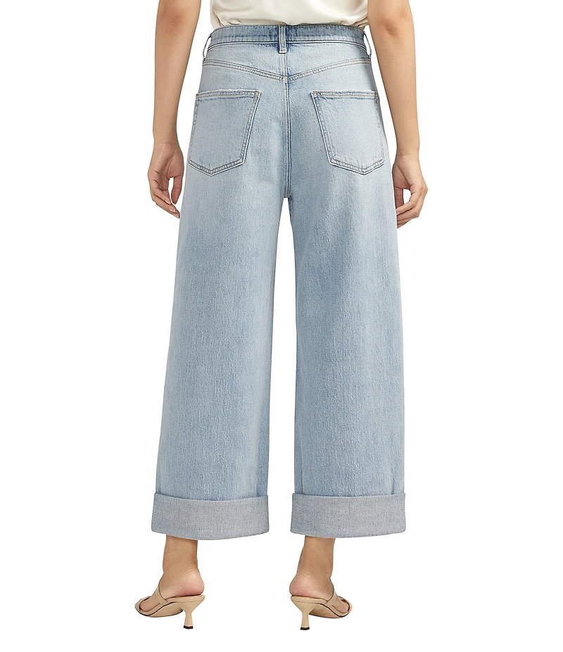 Silver Jeans Co. Baggy Mid Rise Low Stretch Wide Leg Cuffed Crop Jeans