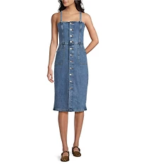 Silver Jeans Co. Button Front Sleeveless Denim Midi Dress