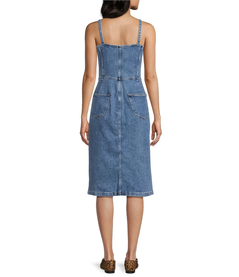 Silver Jeans Co. Button Front Sleeveless Denim Midi Dress