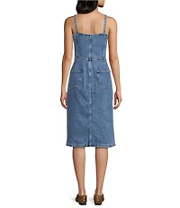 Silver Jeans Co. Button Front Sleeveless Denim Midi Dress