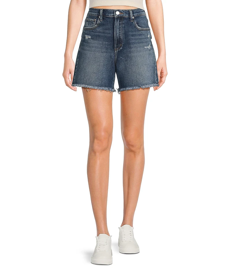 Silver Jeans Co. Desirable High Rise Frayed Hem Slim Fit Long Shorts