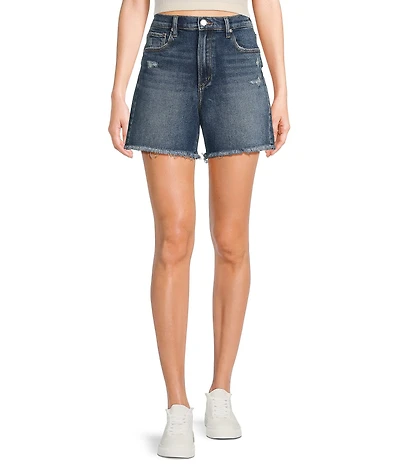 Silver Jeans Co. Desirable High Rise Frayed Hem Slim Fit Long Shorts