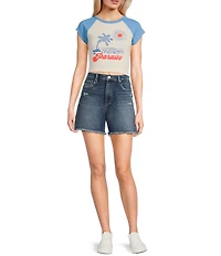 Silver Jeans Co. Desirable High Rise Frayed Hem Slim Fit Long Shorts