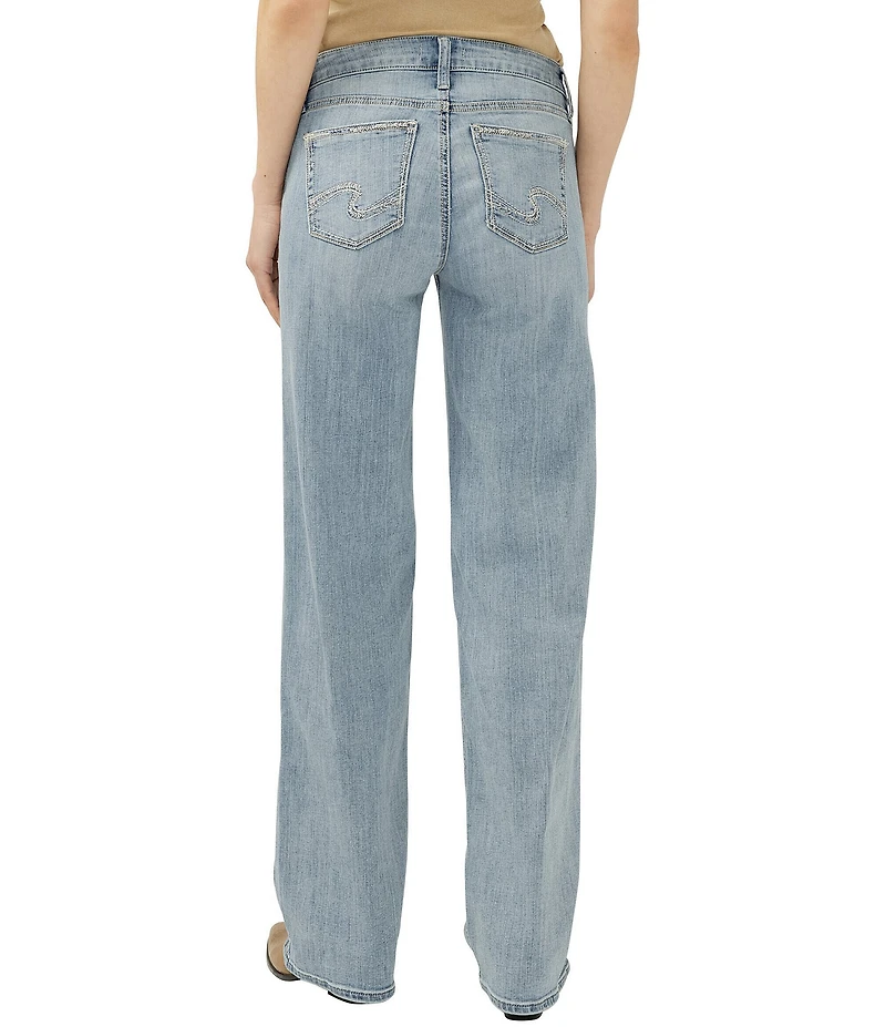 Silver Jeans Co. Elyse Mid Rise Baggy Fit Straight Leg Luxe Stretch Jeans