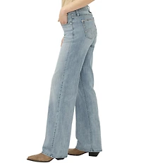 Silver Jeans Co. Elyse Mid Rise Baggy Fit Straight Leg Luxe Stretch Jeans