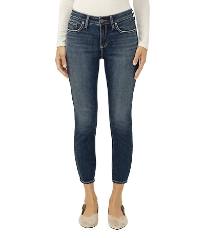 Silver Jeans Co. Elyse Mid Rise Skinny Cropped Jeans