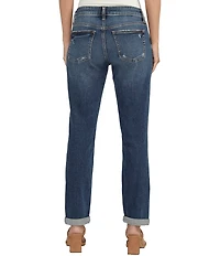 Silver Jeans Co. Mid Rise Power Stretch Boyfriend Slim Cuff Jeans