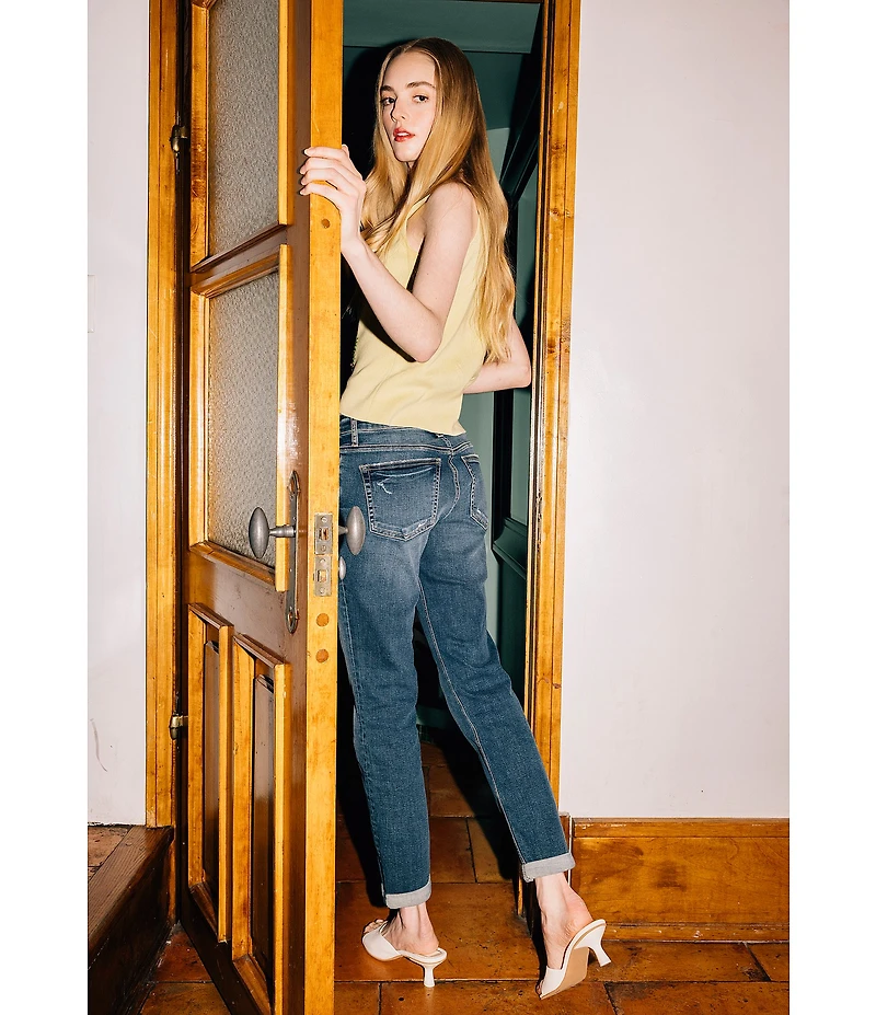 Silver Jeans Co. Mid Rise Power Stretch Boyfriend Slim Cuff Jeans