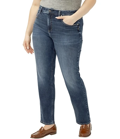 Silver Jeans Co. Plus Size Avery Straight Leg 5-Pocket Style High Rise Jeans