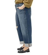 Silver Jeans Co. Plus Size Be Easy Destructed Wide Leg Crop Jeans