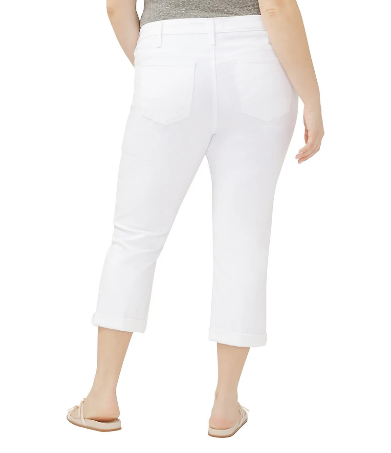 Silver Jeans Co. Plus Size Elyse Luxe Stretch Denim Mid Rise Rolled Hem Capri Jeans