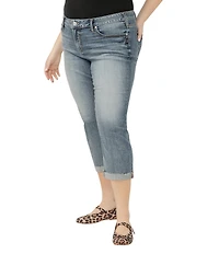Silver Jeans Co. Plus Size Elyse Mid Rise Cuff Hem Capri Jeans