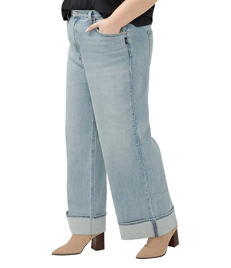 Silver Jeans Co. Plus Size High Rise Wide Leg Cuff Jeans