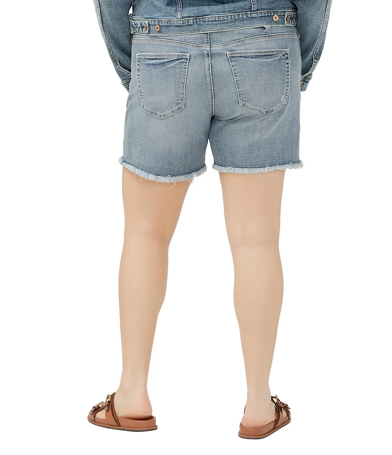 Silver Jeans Co. Plus Size Mid Rise Raw Hem Boyfriend Shorts